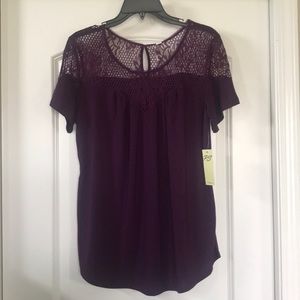 NWT Dark purple short sleeve top